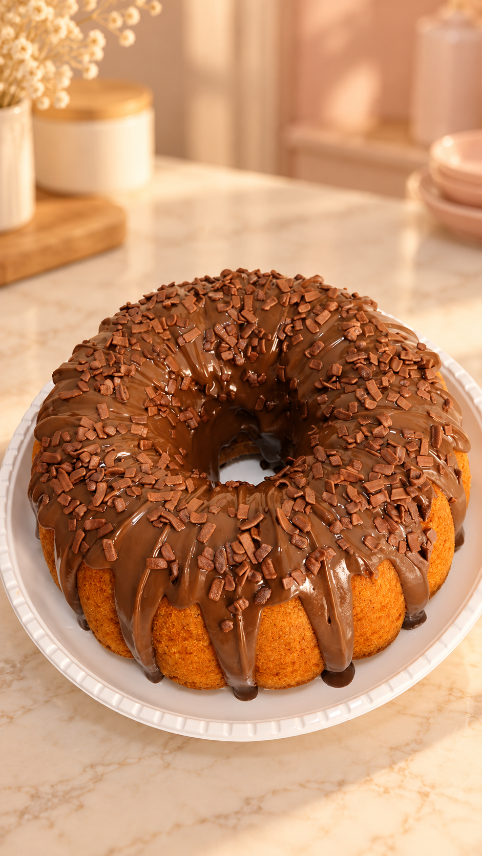 Bolo caseiro de cenoura com cobertura de brigadeiro da Caseiros Bolos e Pães